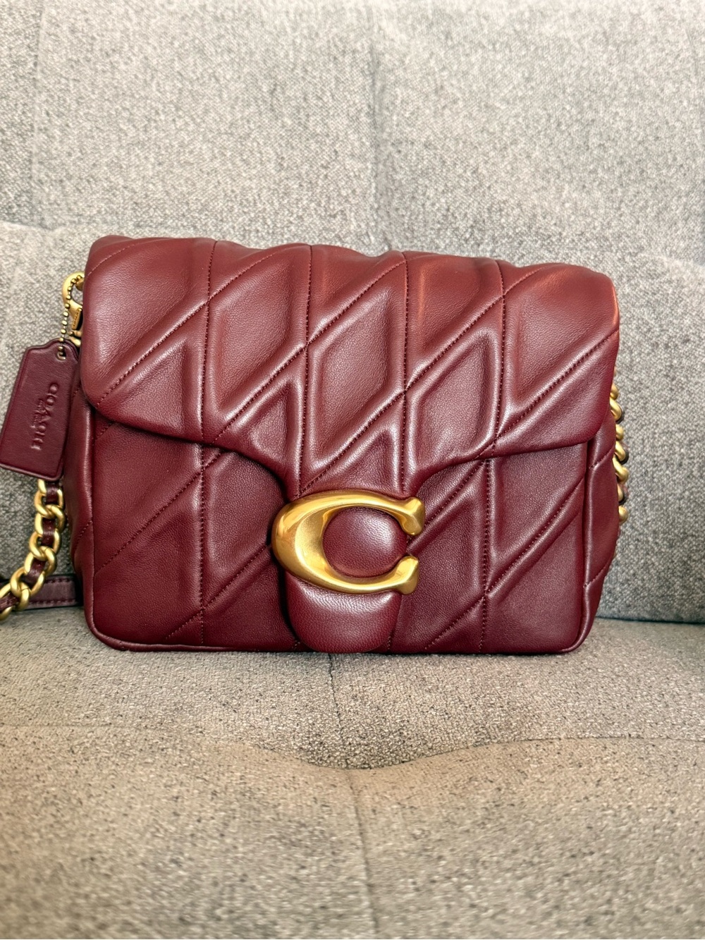 Coach Times Square Tabby - Merlot Quilted Shoulder Bag w/ Gold Hardware